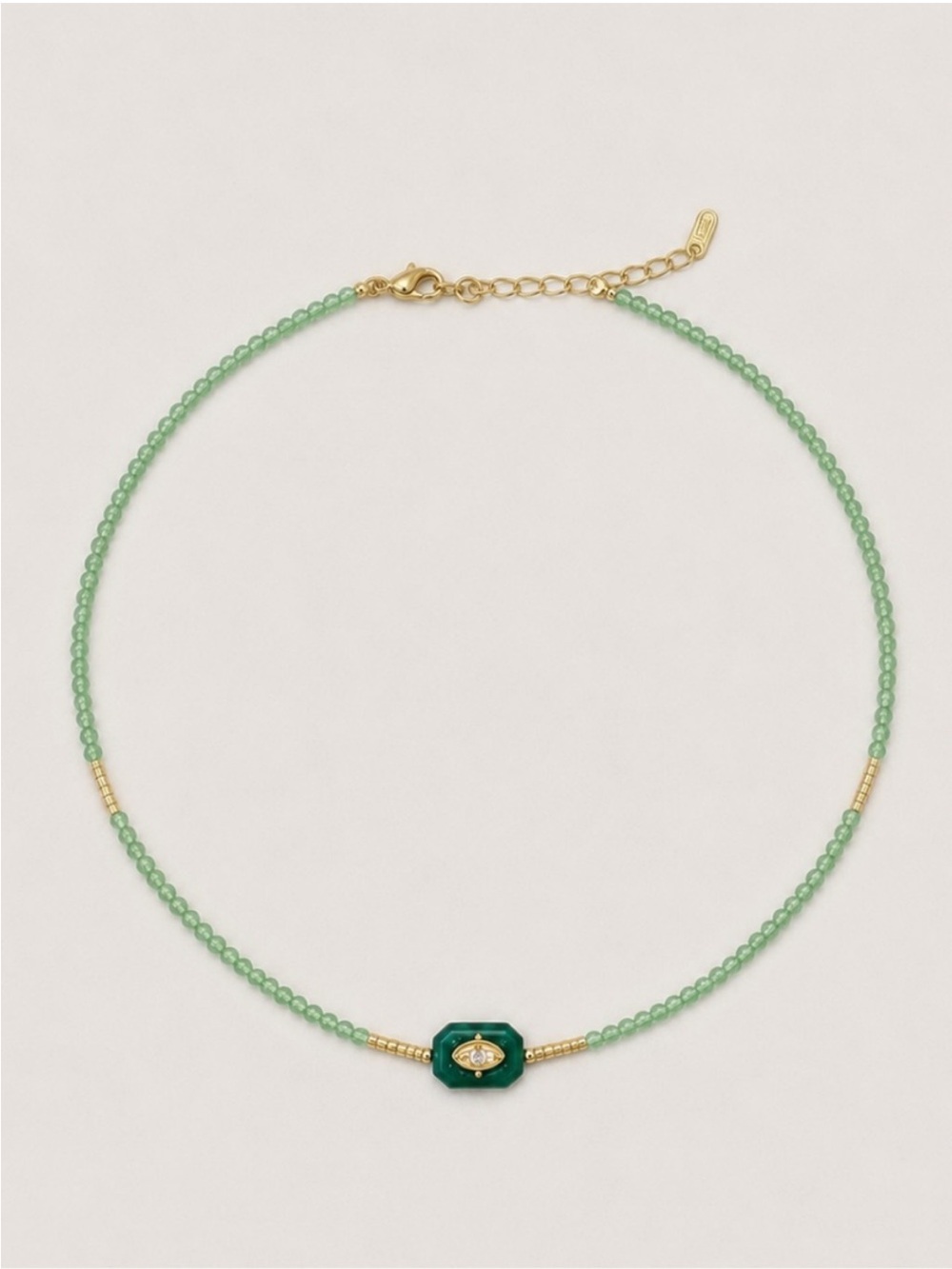 New! Green Beaded Crystal Pendant Necklace NWOT 5032